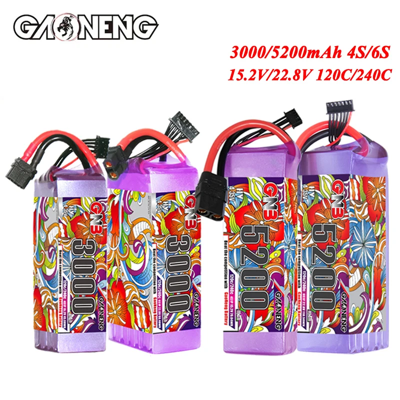 GNB RC Lipo Battery 4S 6S HV 15.2V 22.8V 3000mAh 5200mAh 120C/240C for RC FPV Drone Quadcopter Helicopter Aircraft RC Car Boat