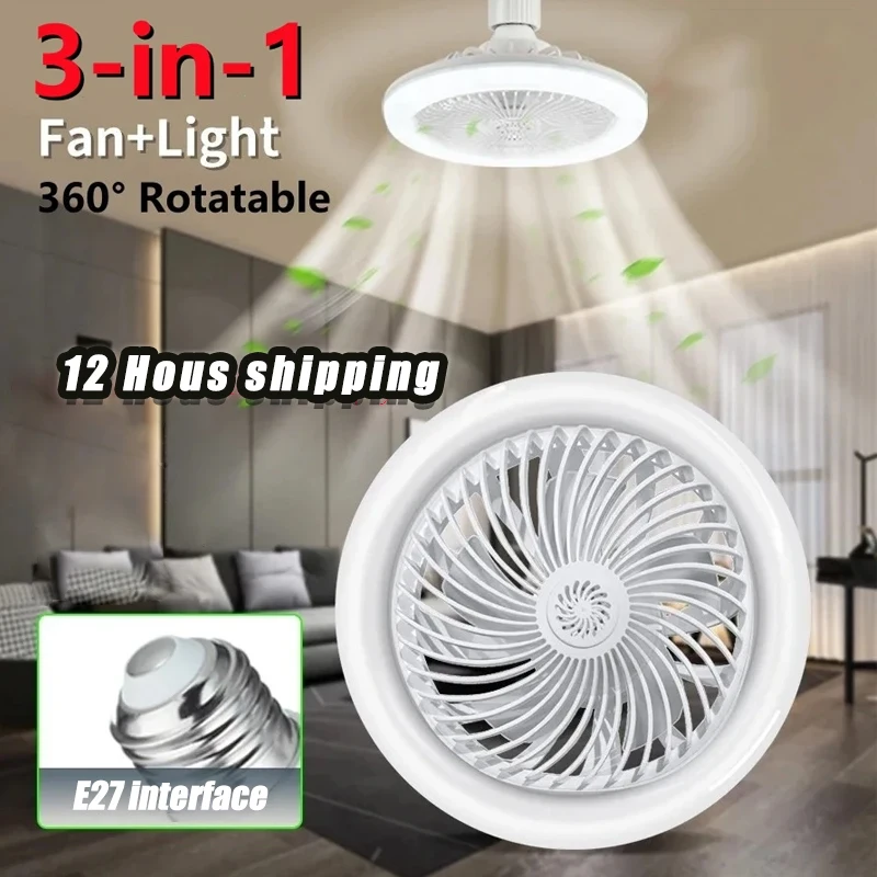 Smart 3-in-1 Ceiling Fan Light with Remote Control Timing Infinitely dimmable Detachable E27 3 Gears Wind Speed