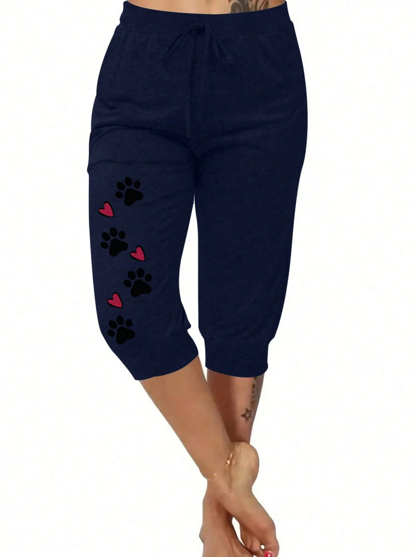 AliExpress Europäische und amerikanische grenzüberschreitende Sommer neue bedruckte, elastische Taille, Taschenbindung, kurze Hose