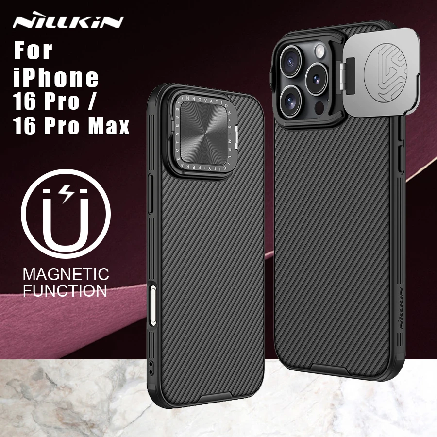 

Магнитный чехол Nillkin для iPhone 16 Pro Max, адаптируемый чехол Magsafe, защита камеры, задняя крышка для iPhone 16 Pro