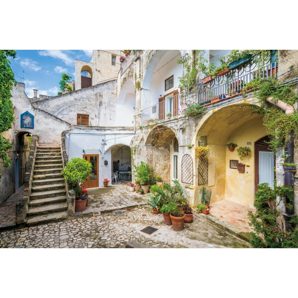 Countryside Italian Streets Town Floral Backdrop Wood Door Window Flower Alley Courtyard Baby Portrait Photography Background