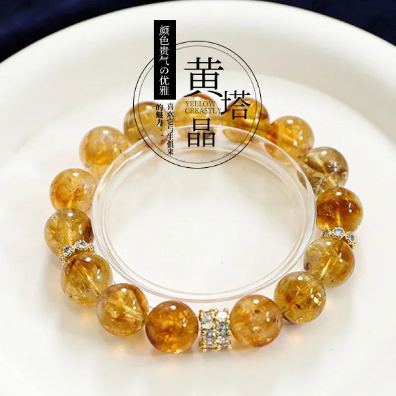 

Citrine women's bracelet with fine sparkling crystals, natural yellow tower, wealth-attracting and fortune-enhancing bra