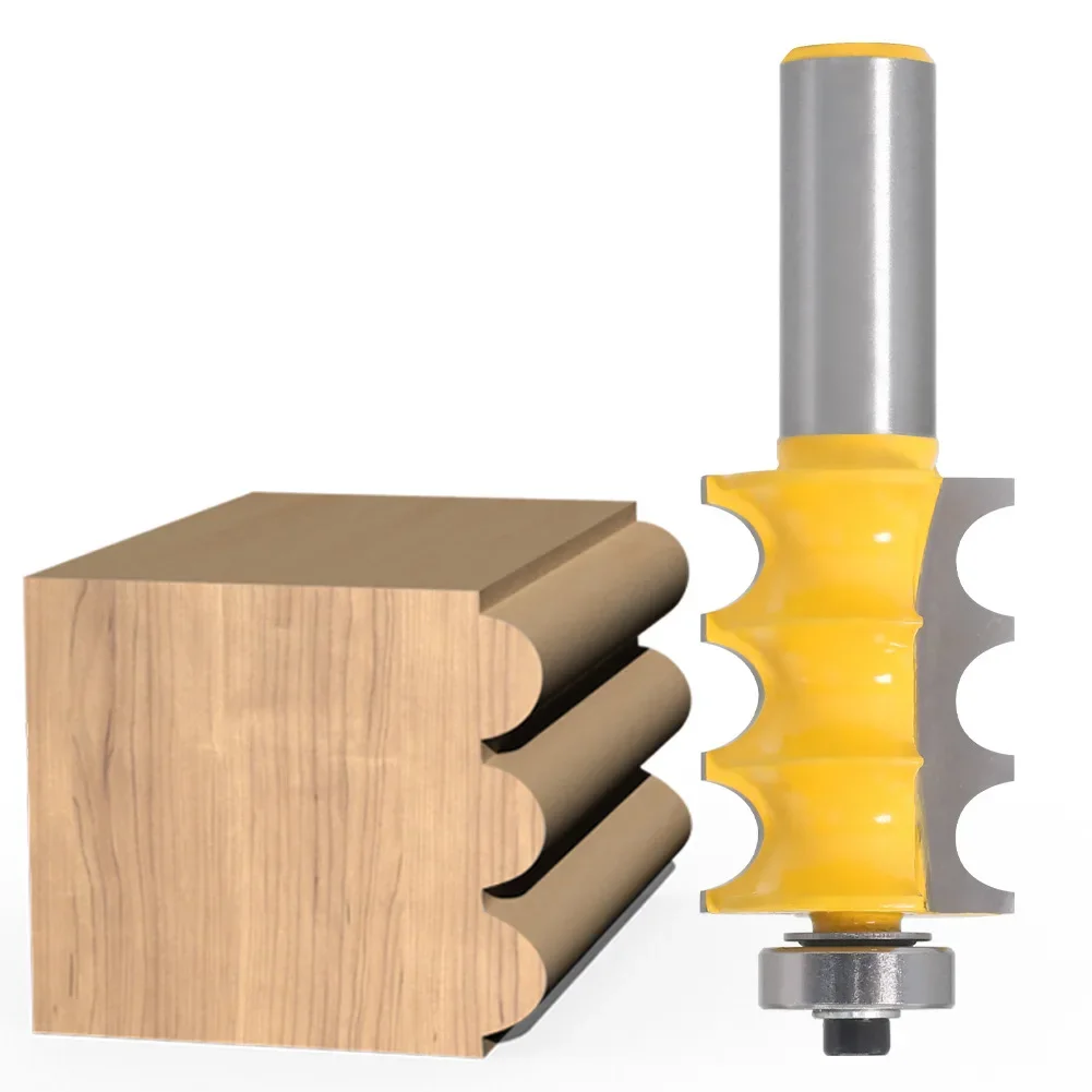 2PC 1/2 12mm Shank Triple Bead & Triple Flute Large Molding Router Bits Set Line knife Woodworking cutter