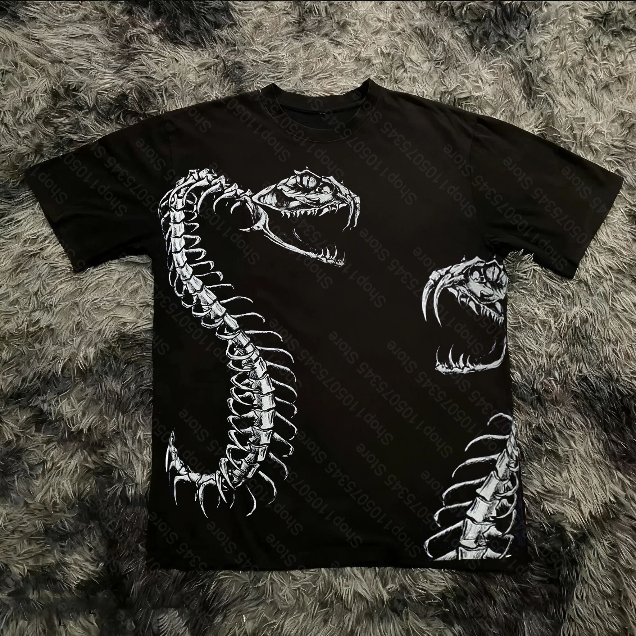 Retro Classic Gothic Style T-shirt Print Oversized Shirt High Street Shirts Gothic Round Neck Cotton Tops New Mens Women T Shirt image 3