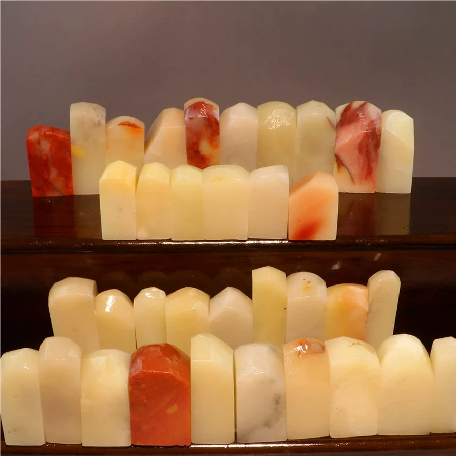 Shoushan Laos Stone Small Flat Seals, Natural Seals Stone for Cutting Practice Leisure Stamps, Art Supplies Spiritual Protection
