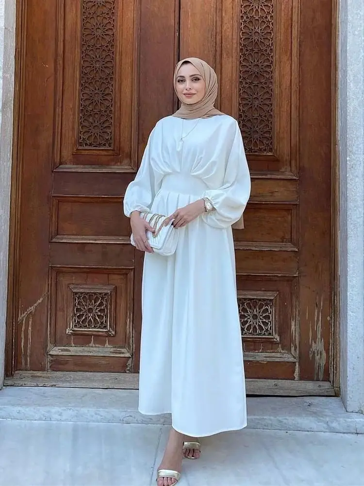 Ramadan lino Abaya Dubai turchia Islam musulmano modesto vestito caftano preghiera vestiti per le donne Kebaya Robe Arabe Femme Musulmane