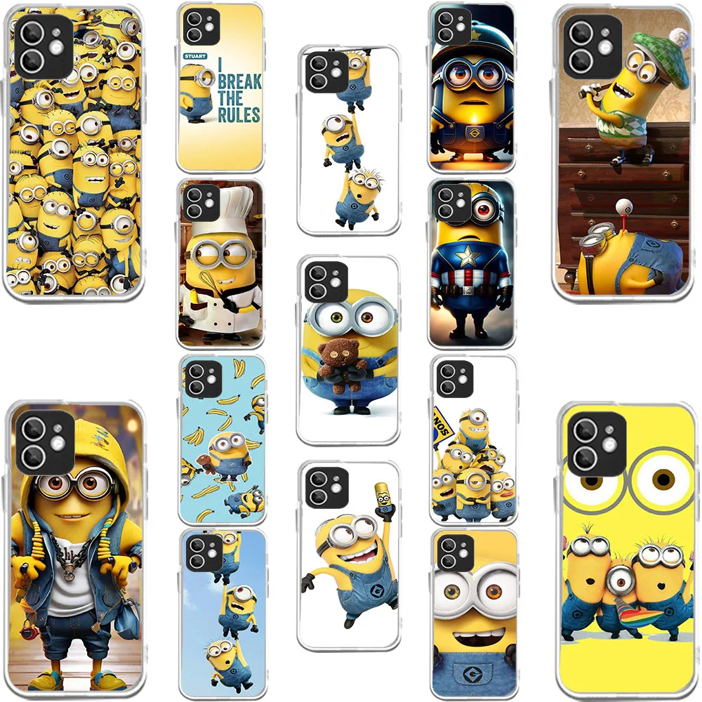 WE-24 Minions Transparent Silicone Case For LG X4 V60 V50 V40 K22 K12 K118 Q61 Q60 Q52 VELVET Stylo 6 Plus Prime THINQ5