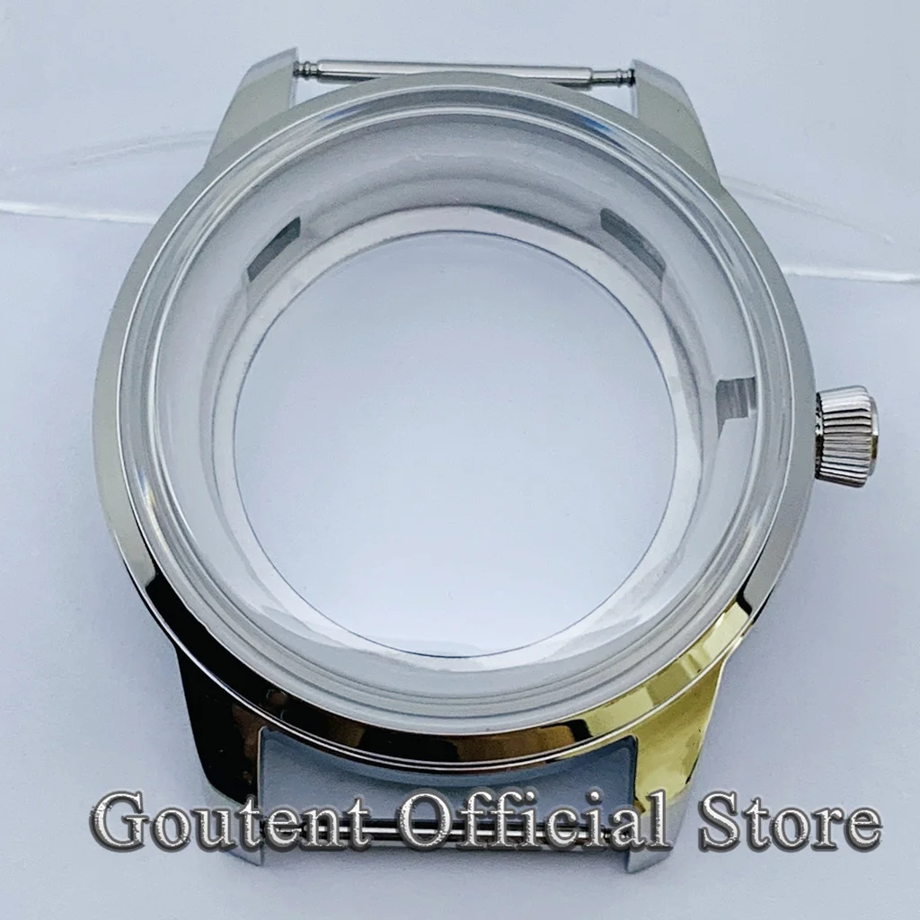 Goutent 40.5mm Silver Bubble Dome Glasss Watch Case Transparent Back Fit NH35 NH36 Automatic Movement Modification Attachment