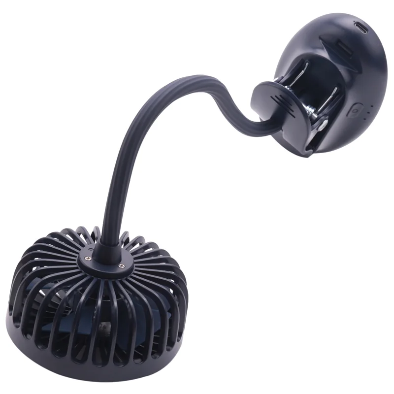 A02M-3X Mini Clip Stroller Fan,3 Speeds Settings,Flexible Bendable Usb Rechargeable Battery Operated Quiet Desk Fan Navy Blue