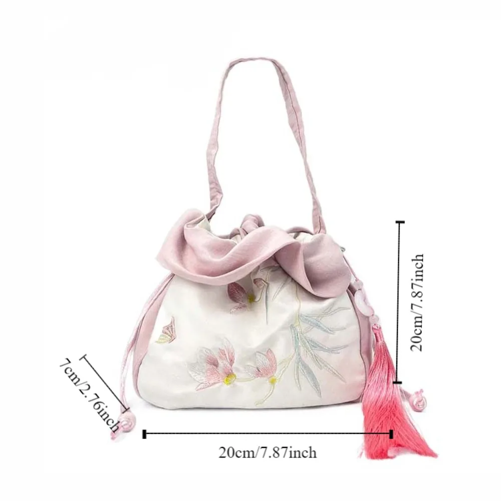 Bolso de cubo con cordón de flores de estilo chino, bolso cruzado con bordado Floral, monedero de conejo, bolso de mensajero pequeño, nuevo