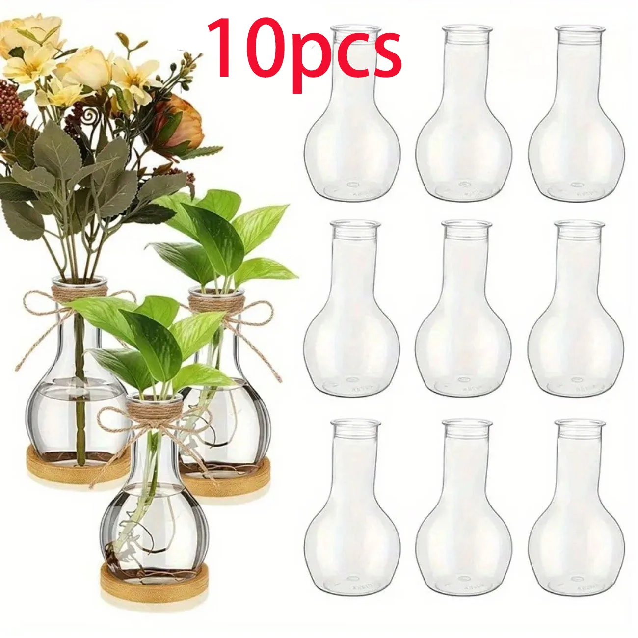 Kunststoff-Blumenknospen-Vasen Transparente Einzelblumen-Röhrenbehälter Hochzeitstisch-Mittelstück-Dekoration Heim Schlafzimmer Esstisch-Vasen