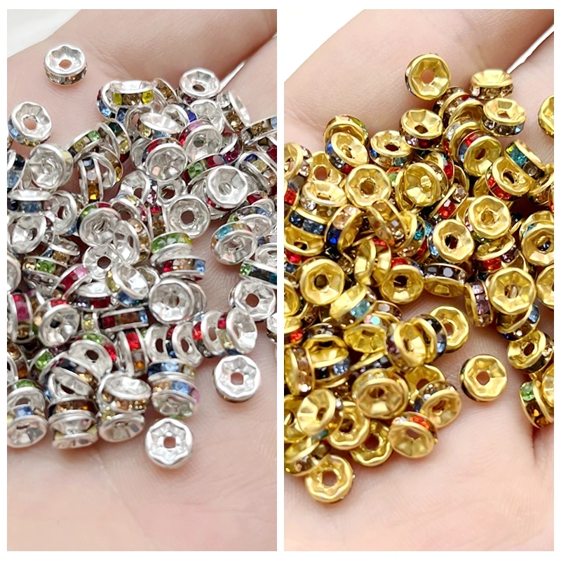 50pcs  CCB gold /silver inlaid multicolored diamond partition beads jewelry bracelets necklaces homemade accessories loose beads