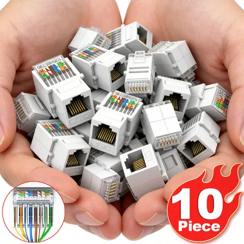 RJ45 Cat6/Cat5e Ethernet Keystone Jack No Punch-Down Tool-Less RJ45 Module Coupler Ethernet Module Female Jack Wall Adapter