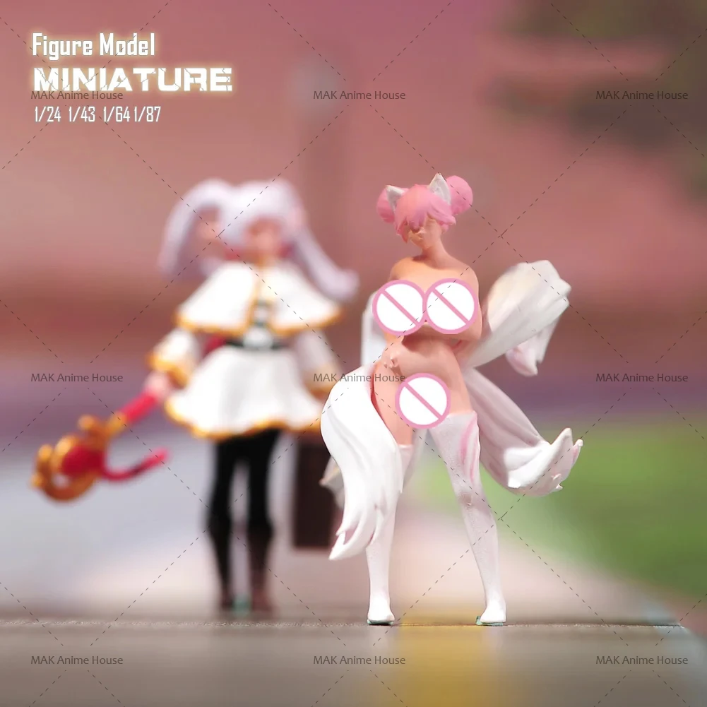 

Painted Miniatures 1/24 1/64 1/43 1/87 Anime Girl Naked Five Tailed Fox Female Scene Figure Doll Creative Home Scene Decoration
