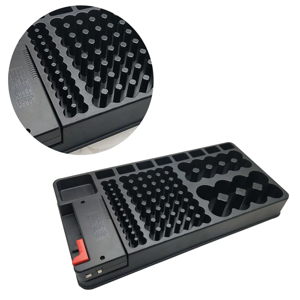 

98Pcs Storage Organizer Black Holder Removable Tester Slot Rack for Aa Aaa 9V Button Cell Batteries