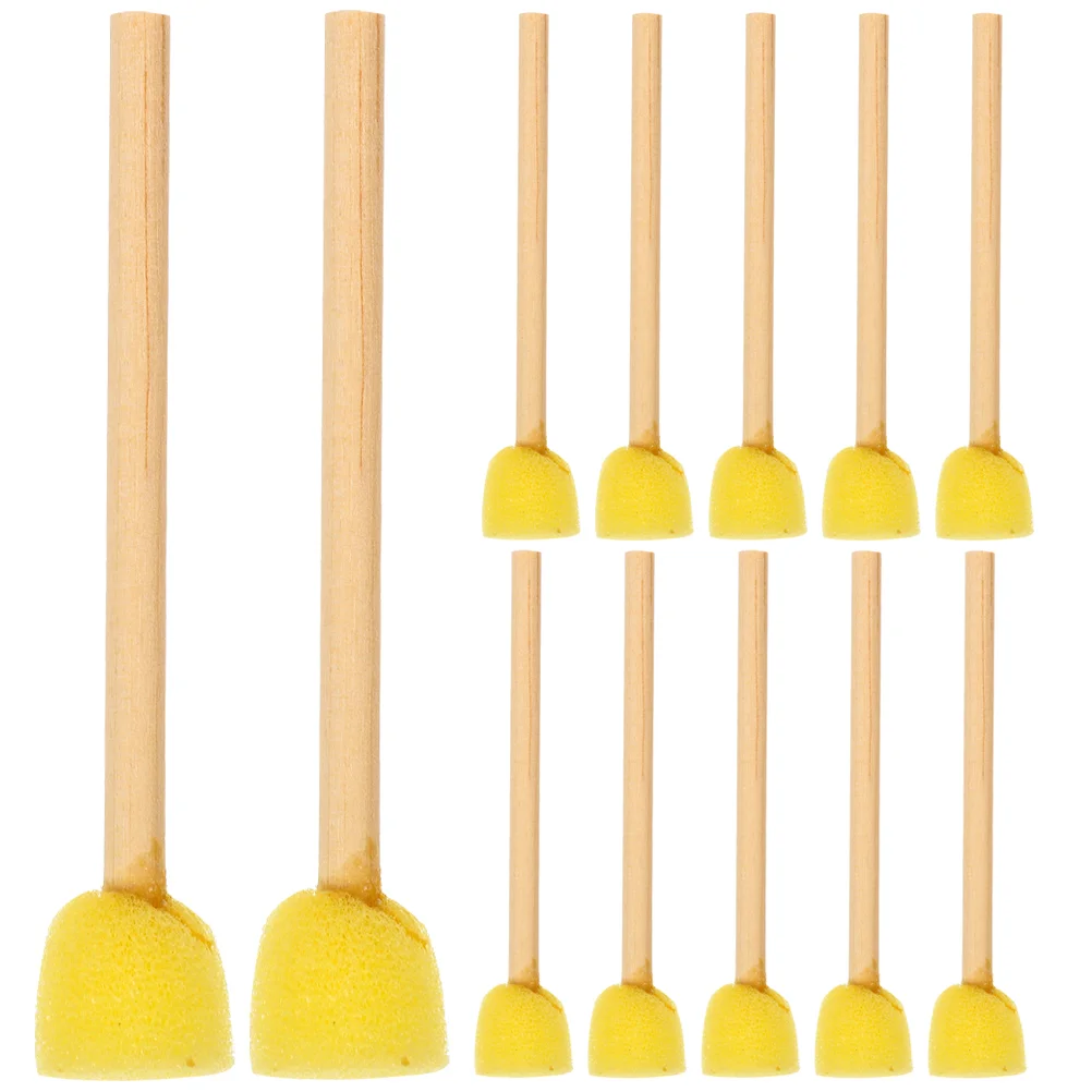 

12 Pcs Rollers Sponge Brush with Wooden Handle for Painting Other Supplies Yellow Dad