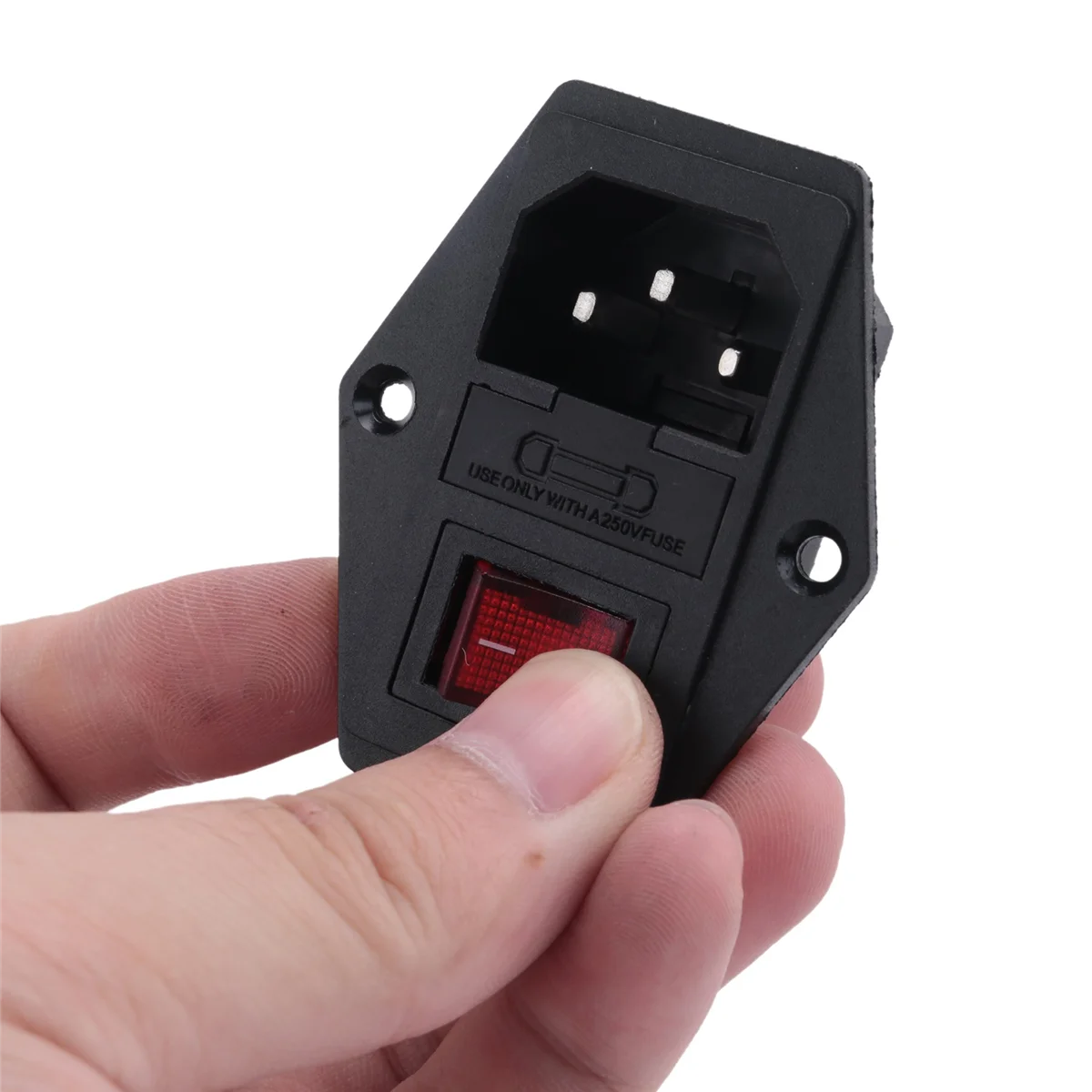 AU35 3 Pin IEC320 C14 Inlet Module Plug Fuse Switch Male Power Socket 10A 250V