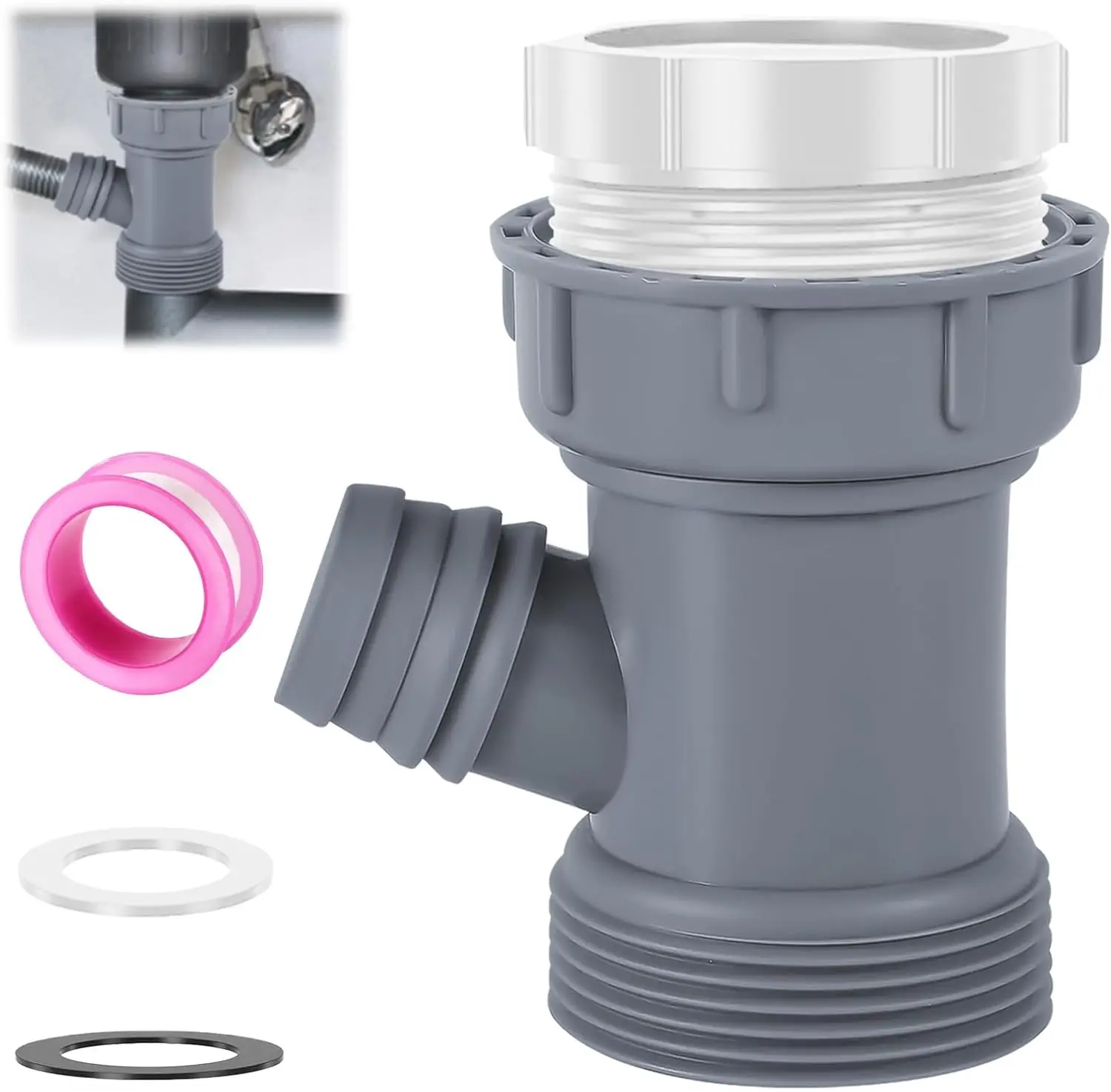 

Dishwasher Drain Hose Adapter – Universal Sink Hose Adapter, Fits 1-1/2" & 1-1/4" Drain Pipes Kitchen Sink Drain Pipe Perfect