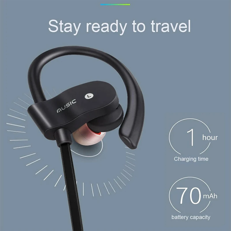 RT558 Wireless Anti-lost Earphone Bluetooth-compatible Headset Wire-controlled Music Earplugs in-ear Sports Earphones with Mic