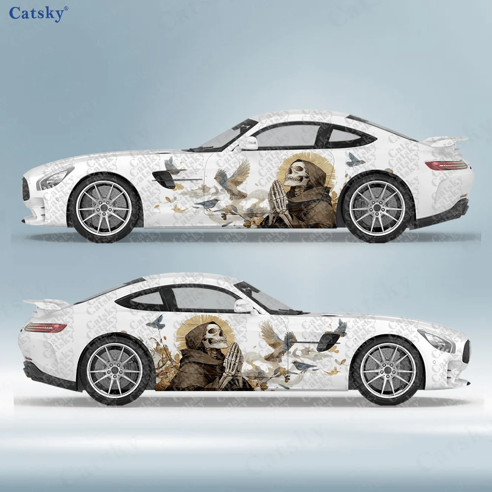 

2 шт. наклеек на боковые части автомобиля с изображением монаха и анимизма, самоклеящиеся, из ПВХ, водонепроницаемые и устойчивые к царапинам, аксессуар для автомобиля, подарок