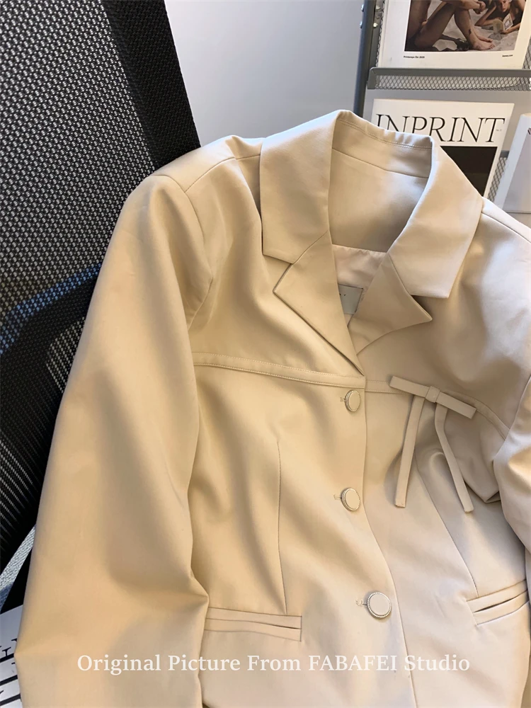 Jesień Zima Kobiety Koreański Retro Marynarka Stare Pieniądze Kurtka Oversize Płaszcz Odzież wierzchnia Estetyczny Elegancki Formalna Okazja