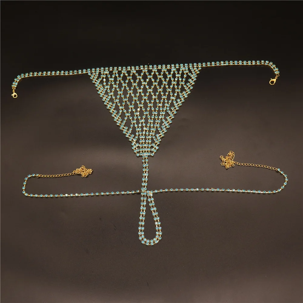 Cadena para el cuerpo Cadena para el pecho de cristal sexy Bikini Cadena para sujetador de tres puntos Cadena para falda con borlas Conjunto de 3 piezas Festival de joyería para el cuerpo