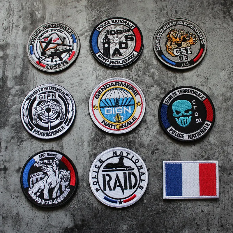 French  F2FELIN Shield Arm Badge Embroidered Magic Stick National Identity GIGN GIPN High Quality Sport Outdoor Accessories