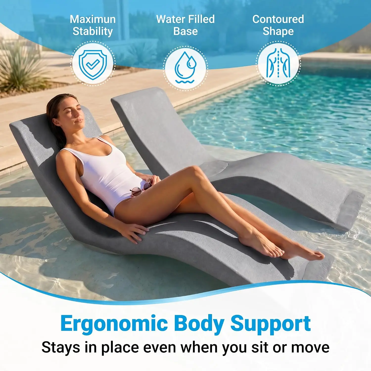 Aqua Outdoors Pool Lounge Chairs, Pool Chairs for in Pool, 9-in Water Depth