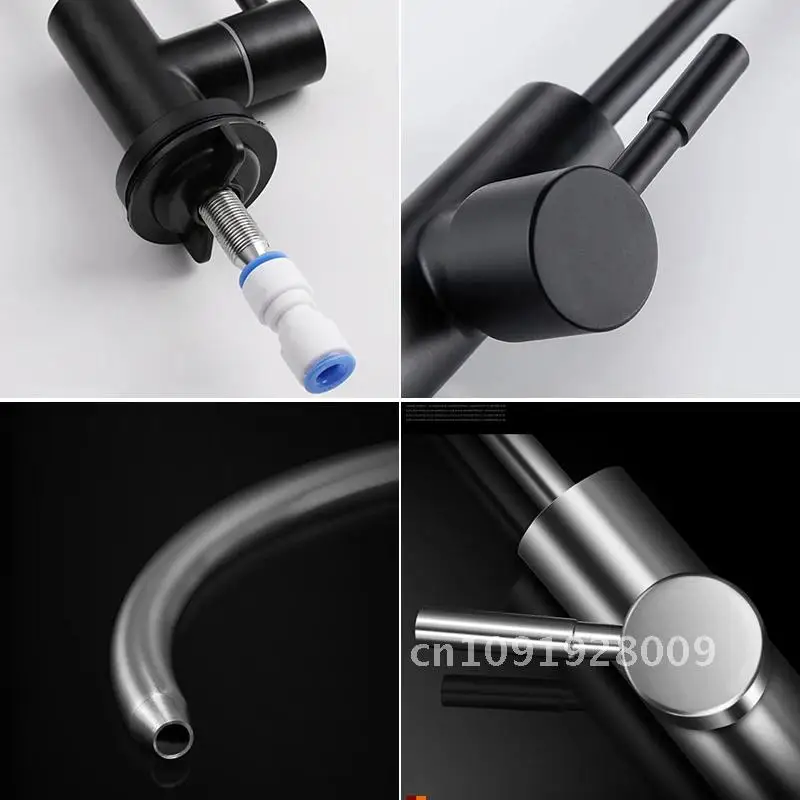 

Drinking Faucet Kitchen Filter Faucets Black 304 Stainless Purifier Steel Cold Kitchen Tap Single Brushed Water