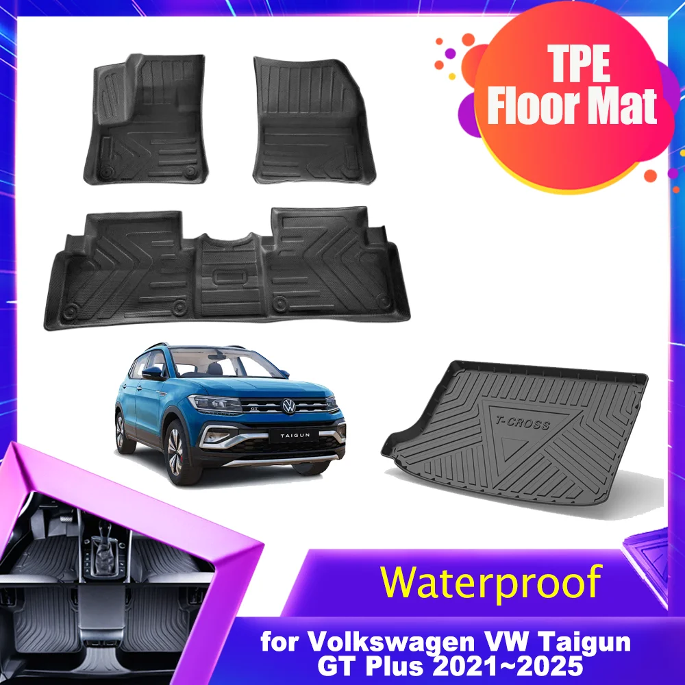 

Автомобильный коврик для Volkswagen VW Taigun GT Plus 2021 ~ 2025 2022 2023 TPE подкладка для ног багажник водостойкая защита аксессуары часть