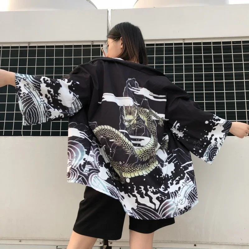 Kimono Jepang pria gaya Streetwear Haori wanita 2024 baru gaya Jepang mode Kimono Jepang Kimono pria Yukata Samurai pakaian