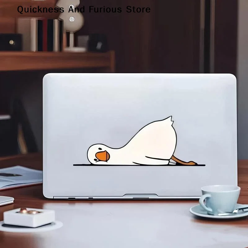 【MO】Cartoon Decorative Sticker Featuring A Small White Goose Lying On Its Side With Its Face Down Suitable For Decorating Car