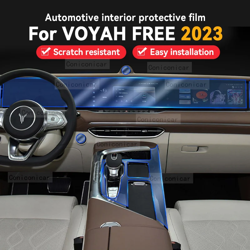 

For VOYAH FREE 2023 TPU Transparent Protect Film Interior Sticker Center Console Navigator Gear Panel Car Accessories