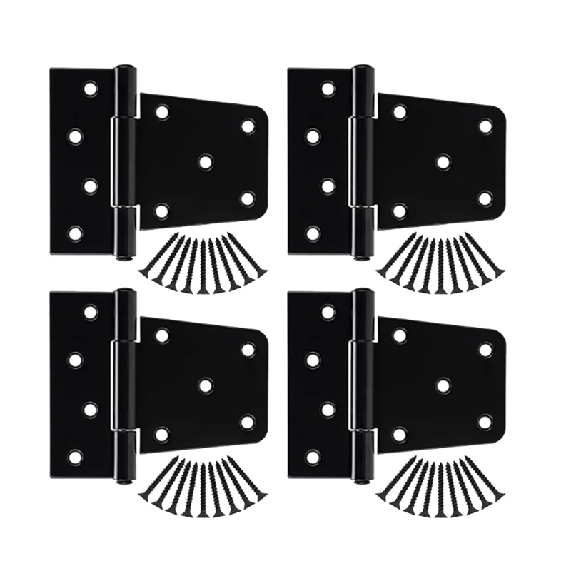 

B17B 4Pack 3.5 Inch Heavy Duty Gate Hinge Black Iron 3.5 Inch Hinges For Wood Shed, Barn Door