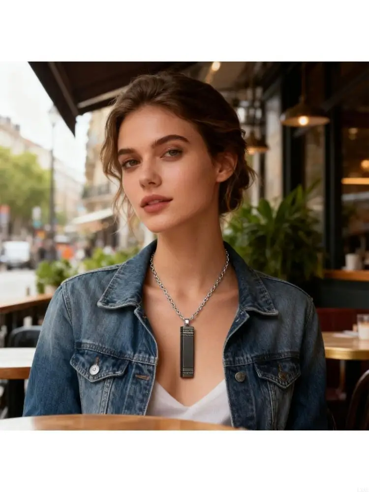  2 Pack Memorial Jewelry Stainless Steel Ashes Necklace Engravable Square Pendant