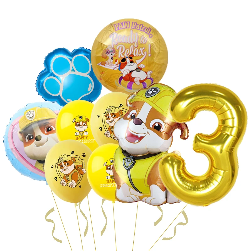 9pcs Cartoon Paw Patrol Themed Party Decoration Supplies Rescue Dog Aluminum Foil Balloon Childrens Birthday Gift