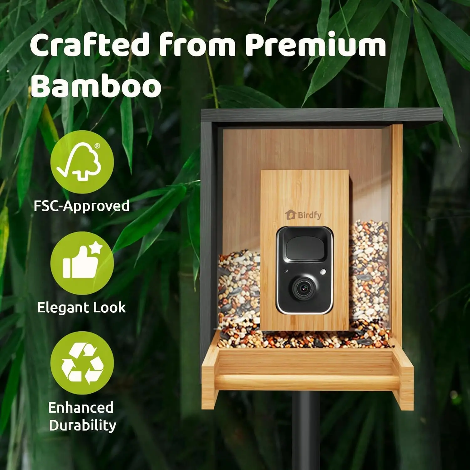 Smart Bird Feeder with Camera, Solar Powered, 2K HD Live Stream, AI Recognition for Bird-Watching & Learning photo 2