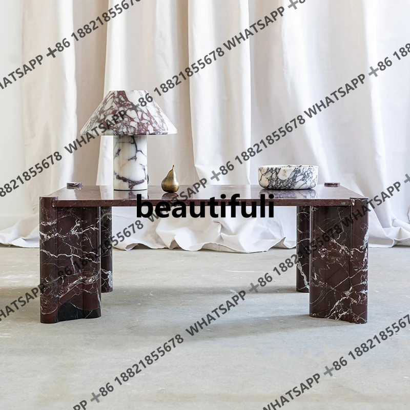 

Nordic natural marble coffee table living room coffee table designer light luxury rectangular tea table