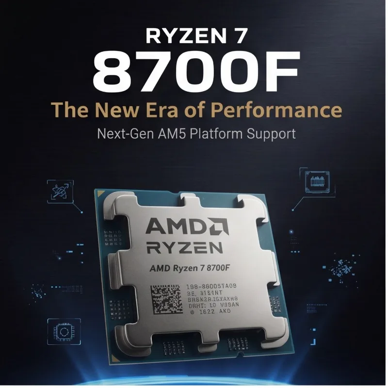 Silent Gaming Desktop CPU R7 8700F 65W TDP Zen4 Architecture AM5 Without Heatsink view 3