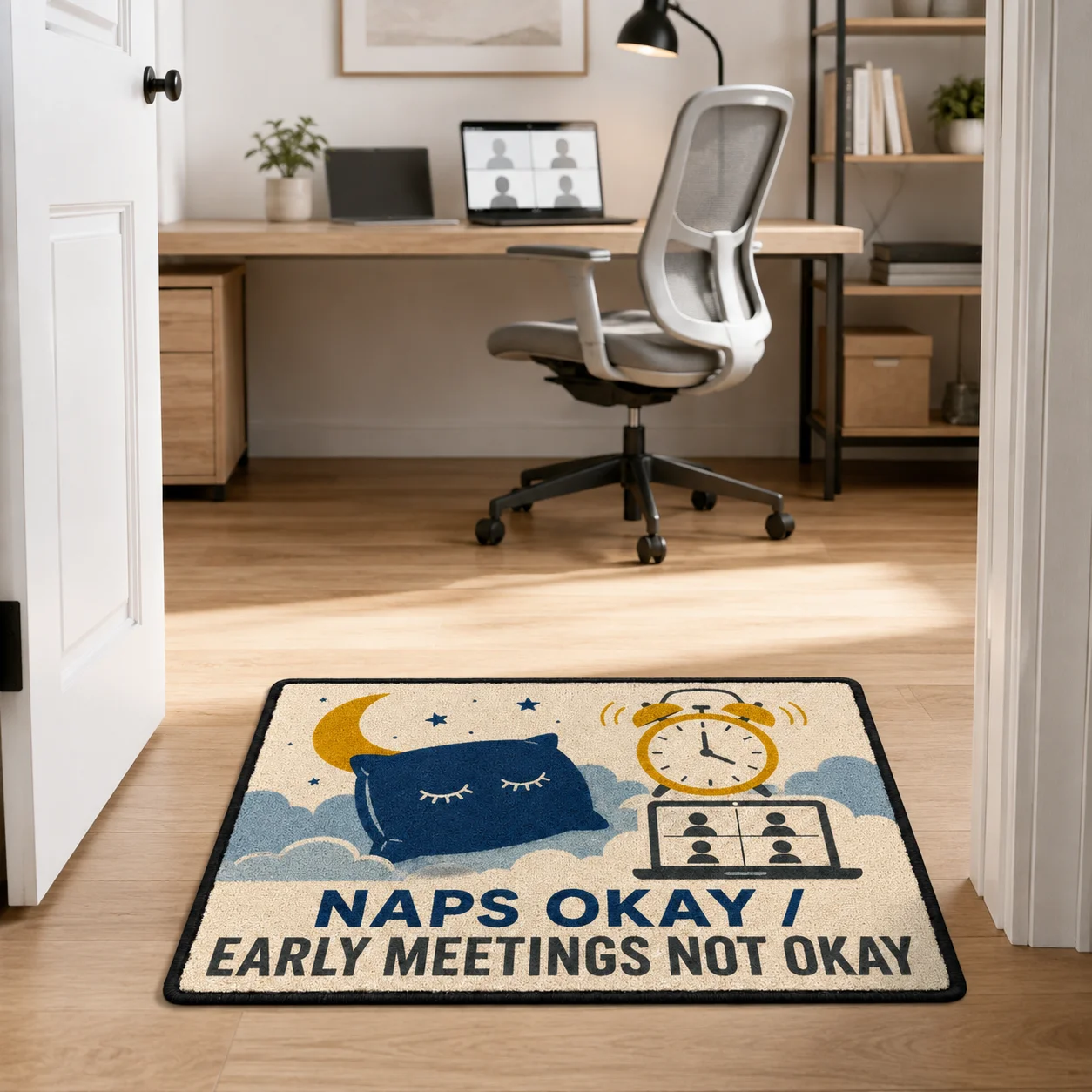 Personalized Door Decor mat Funny Naps Okay Early Meetings Not Okay Entrance Rug for Bedroom Home Decor Housewarming Gifts Mats