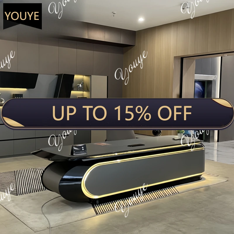 

Q Large Organiser Computer Desk Lamp Charging Storage Executive L Shaped Office Table Reception Reading Bureau Office Furniture