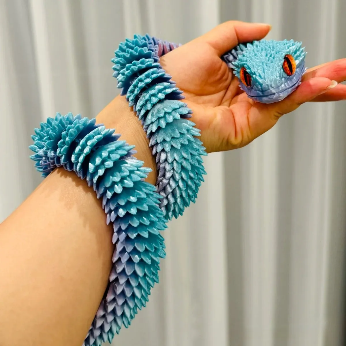 3D Printed Toys Snake Movable Stress Relief Fidget Toy Funny Simulation Snake Action Figure Desktop Ornament Christmas Gift ﻿