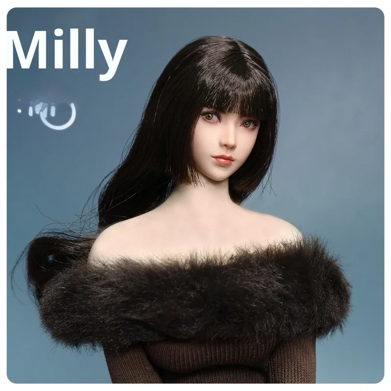 Realistisches Sammlerpuppenmodell im Maßstab 1:6, weiblicher Kopf, Skulptur K-007, Milly, sehr bewegliche Actionfigur, Spielzeug für Erwachsene