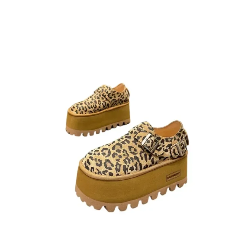 Leopard Platform Women Flats Shoes Suede Casual Fashion Loafers Shoes Woman Sneakers 2024 Trend New Autumn Walking Cozy Shoes