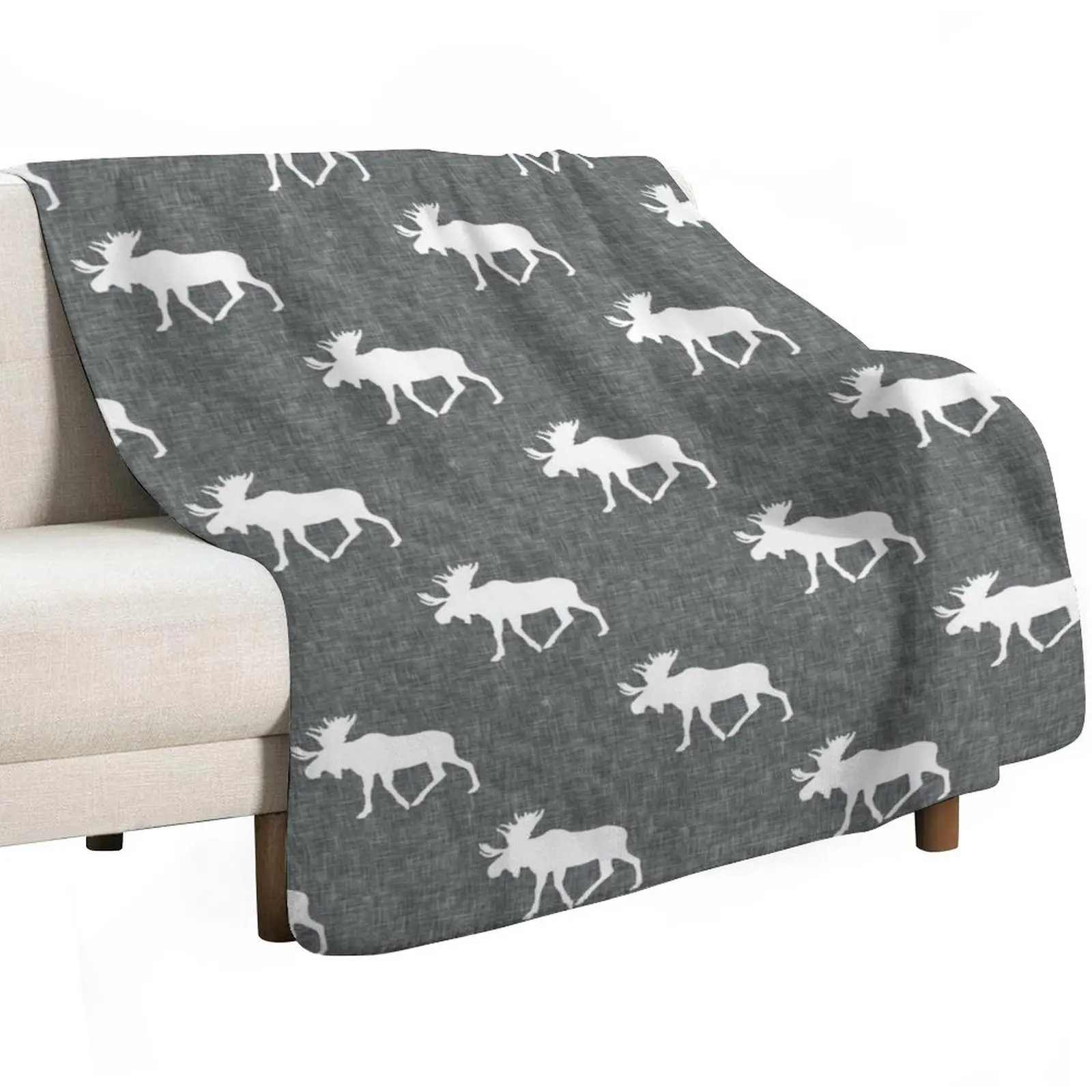 Moose on grey Throw Blanket Long Lasting Soft Plush Blanket for Daily Use