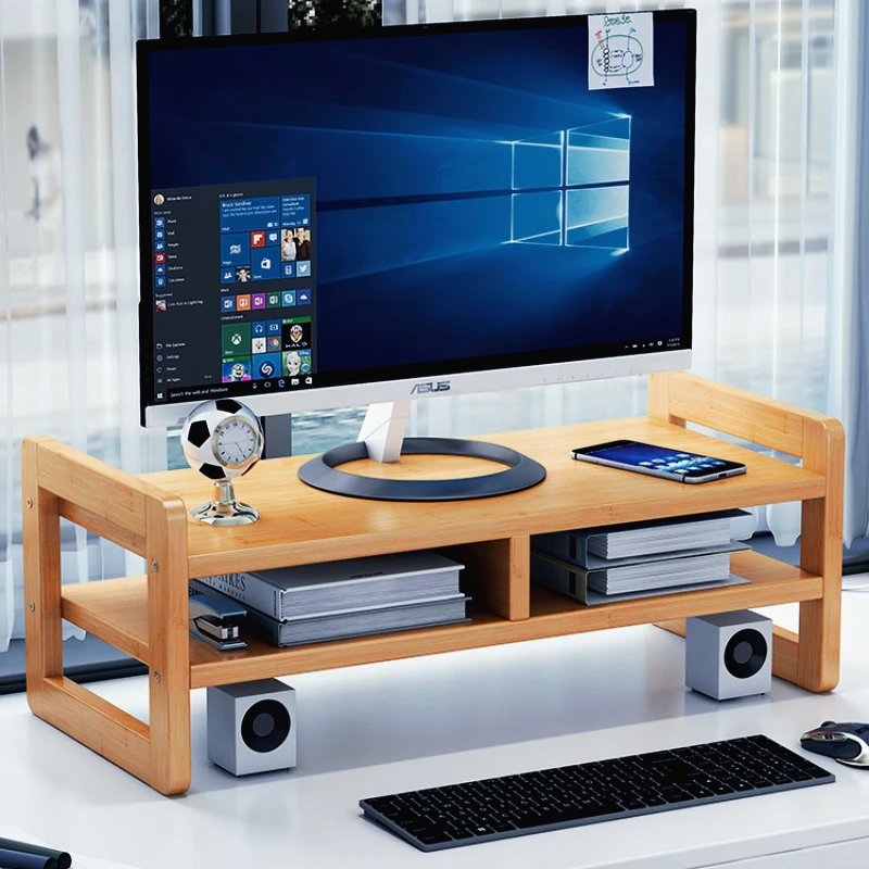 

Multifunctional Bamboo Monitor Riser Home Office Computer Desktop Organizer Display Storage Holder Ergonomic St Desk