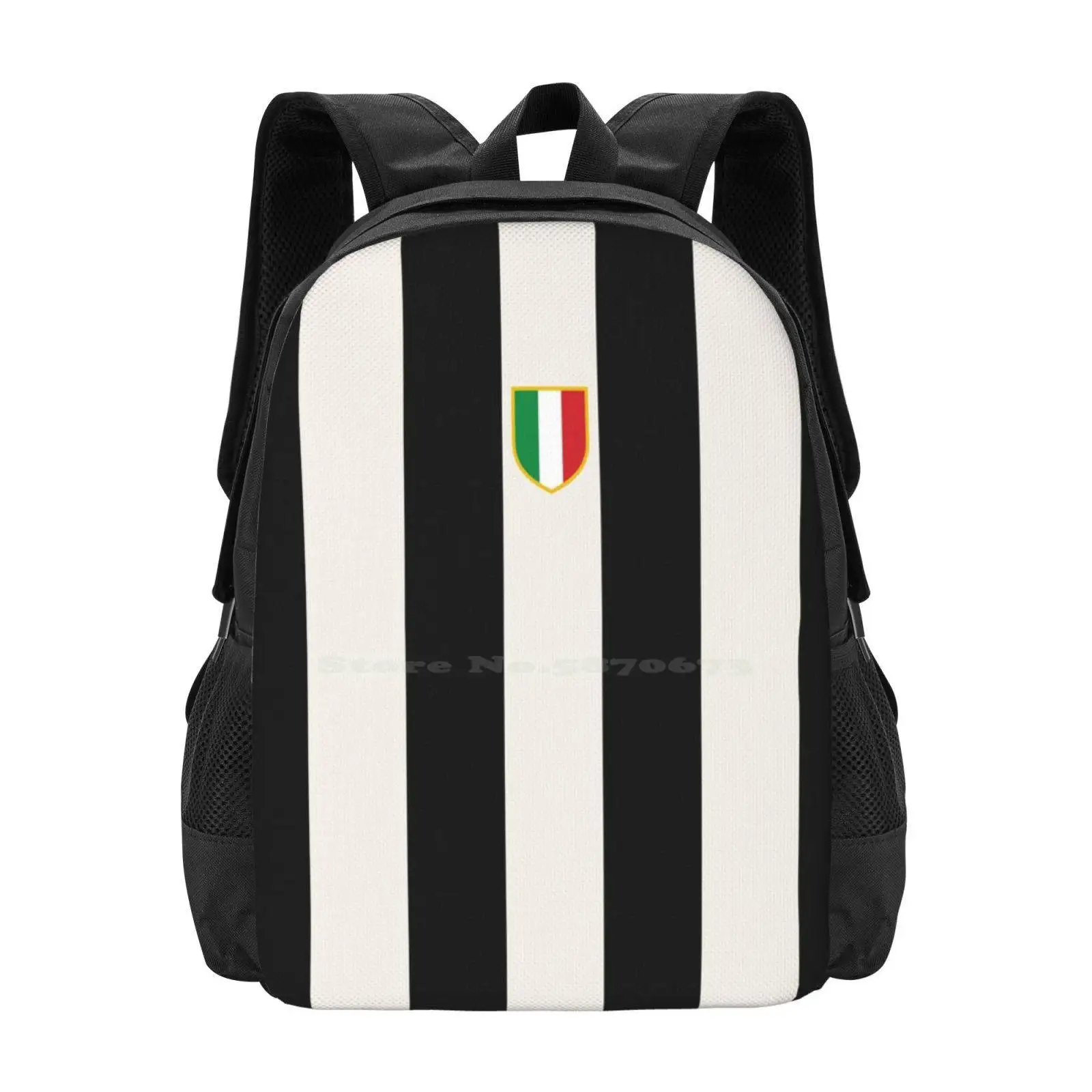 Stripes Teen College Student Backpack Pattern Design Bags Italy Serie A Milan Inter Black White Stripes Zebra Soccer Football