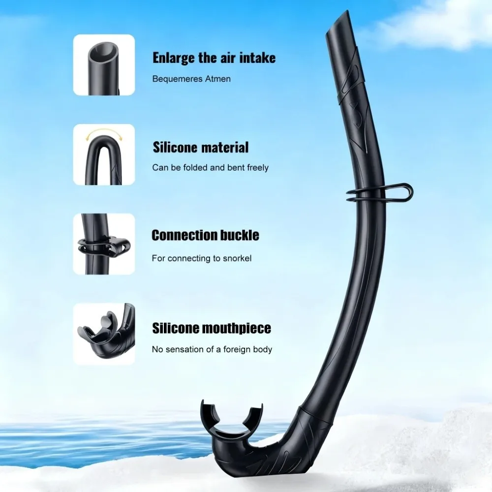 Soft Soft Silicone Diving Snorkel Portable Arc-Bite Swimming Snorkel Anti-Drop Comfortable Snorkeling Snorkel Spearfishing