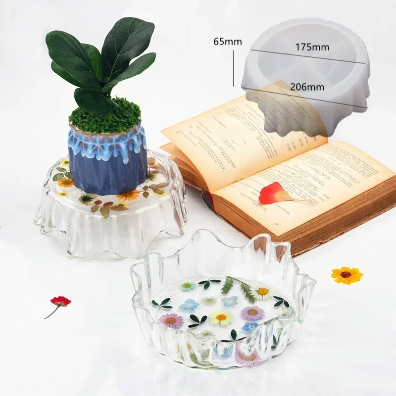 DIY Crystal Epoxy Resin Irregular Tray Flower Pot Shelf Set Storage Tray Mirror Silicone Mold Plant Pot