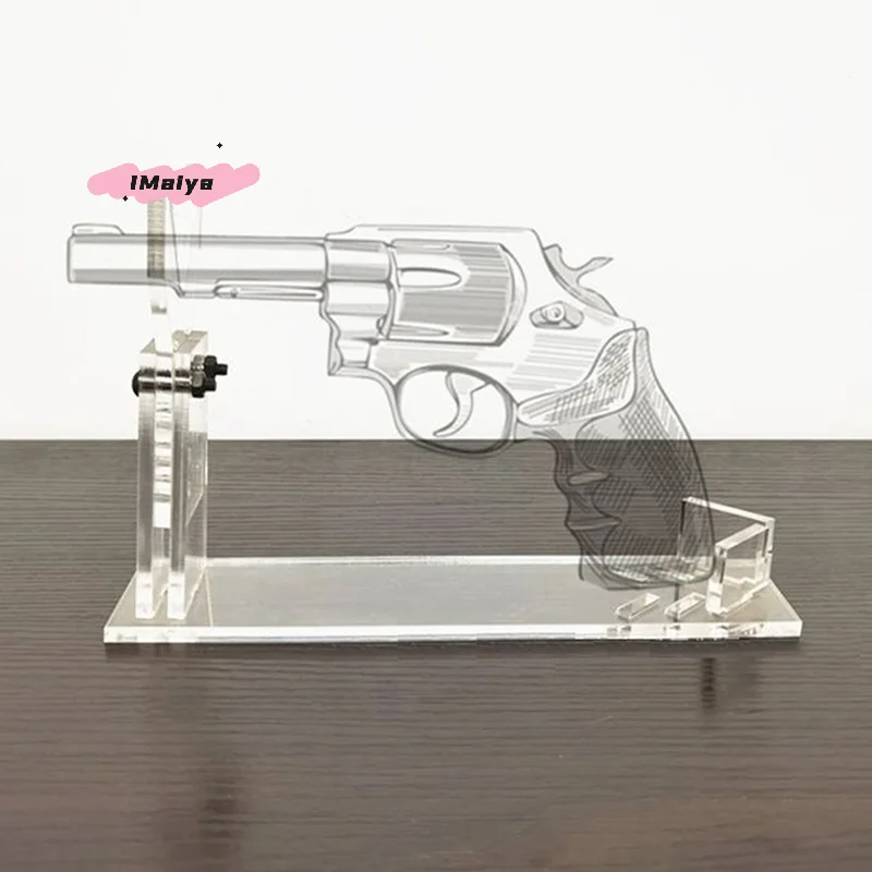 M-Hot Sale Clear Acrylic Hand Gun Display Stand Pistol Rack Holder For 5 Gears Adjustable Short Toy Gun Model Showing Rack